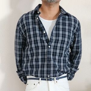 H&M Men's Navy Checkered Shirt